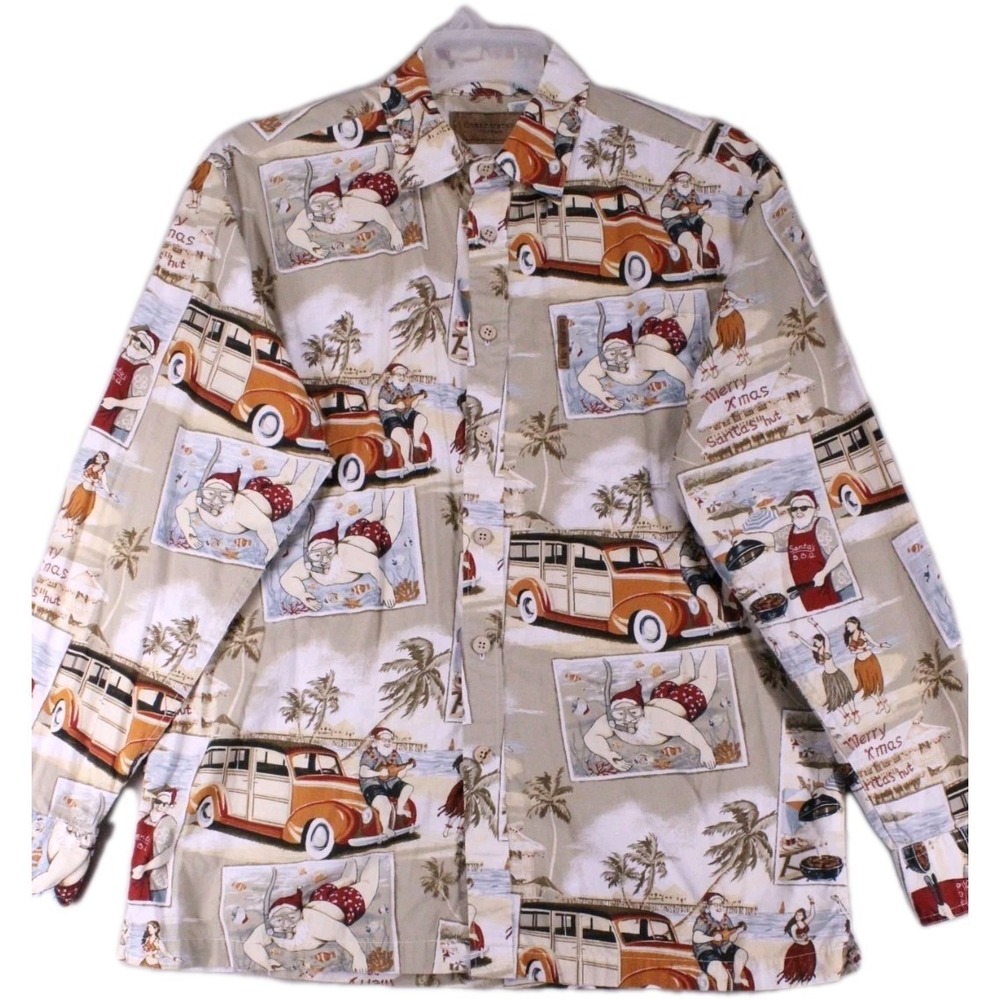Clear Water Outfitters Men's M Santa Clause Button Front Long Sleeve Camp Shirt
